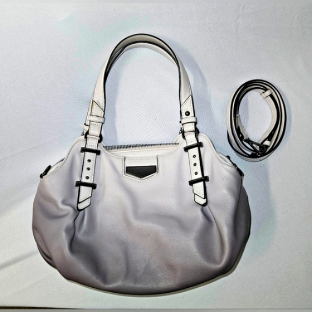 Simply Vera - Vera Wang Shoulder/Crossbody Bag White- Gray 13"